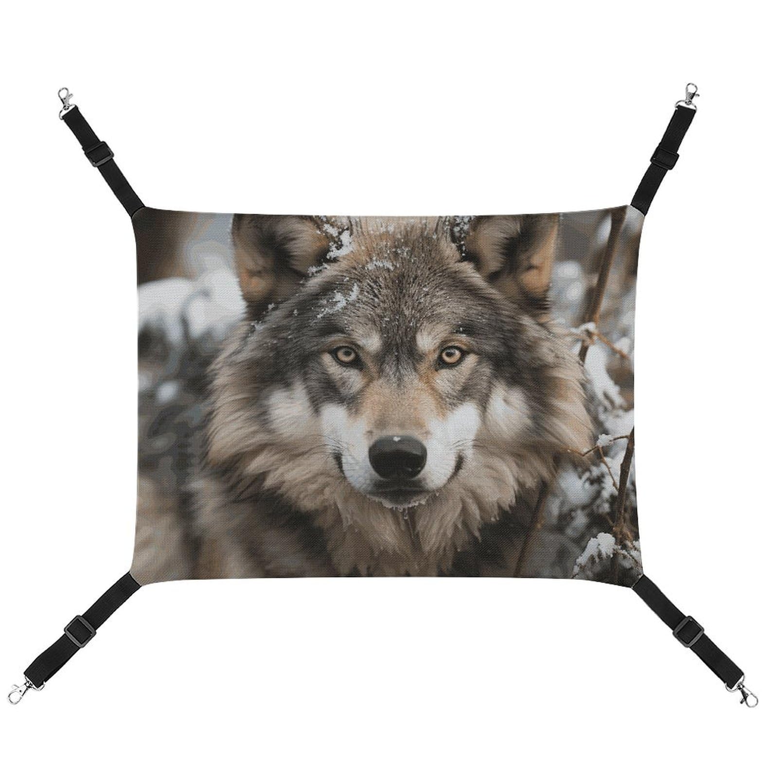 Tapis de fenêtre pour animaux domestiques hamac chat réglable loup dans la neige