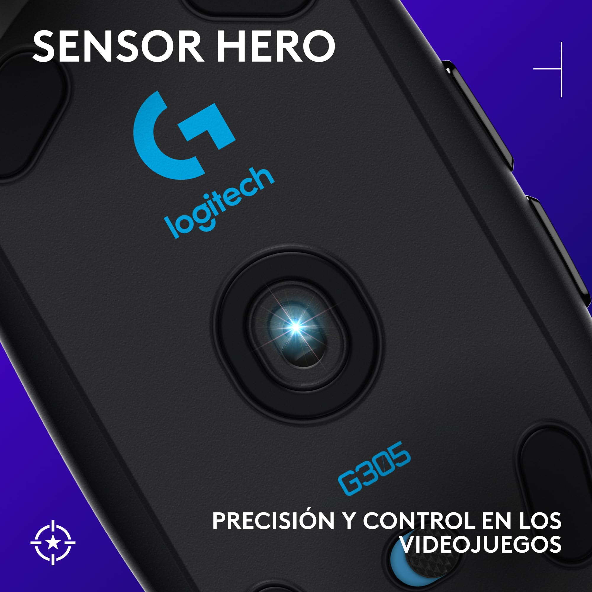 Logitech G G305 Lightspeed Ratón Gaming Inalámbrico, Captor Hero 12K, 12,000 dpi, Ultra-Ligero, Batería de 250h, 6 Botones Programables, Memoría Integrada, PC/Mac - Negro