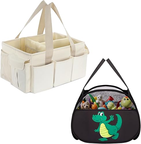 YOHOOLYO Organizador de pañales para bebés y cesta de almacenamiento de juguetes de 95 litros para niños, bebés, niños pequeños