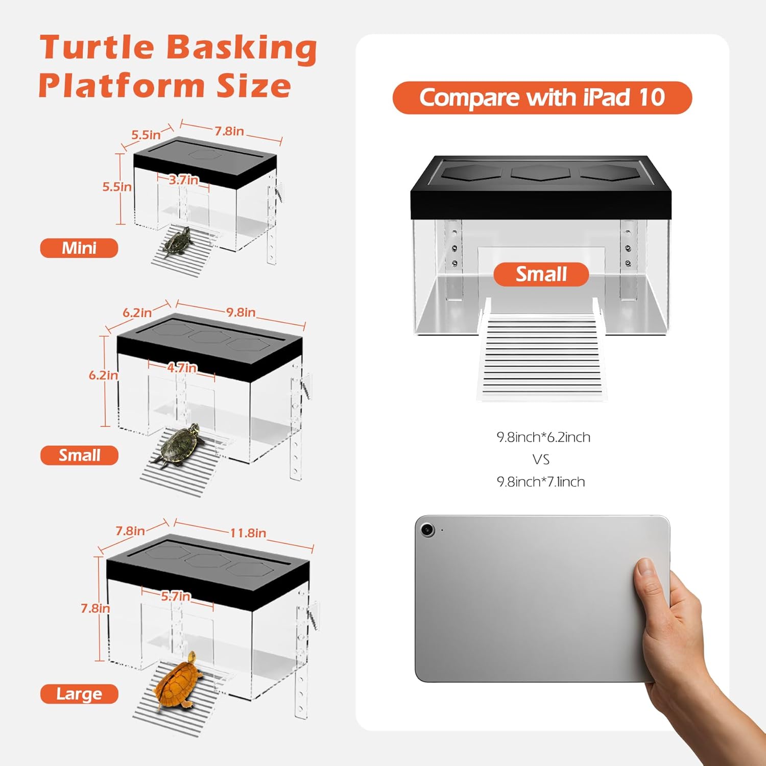 AZV Extra Large Turtle Tank Kit,PC Starter Aquarium,Red Eared Slider Aquatic and PC Turtle Basking Platform