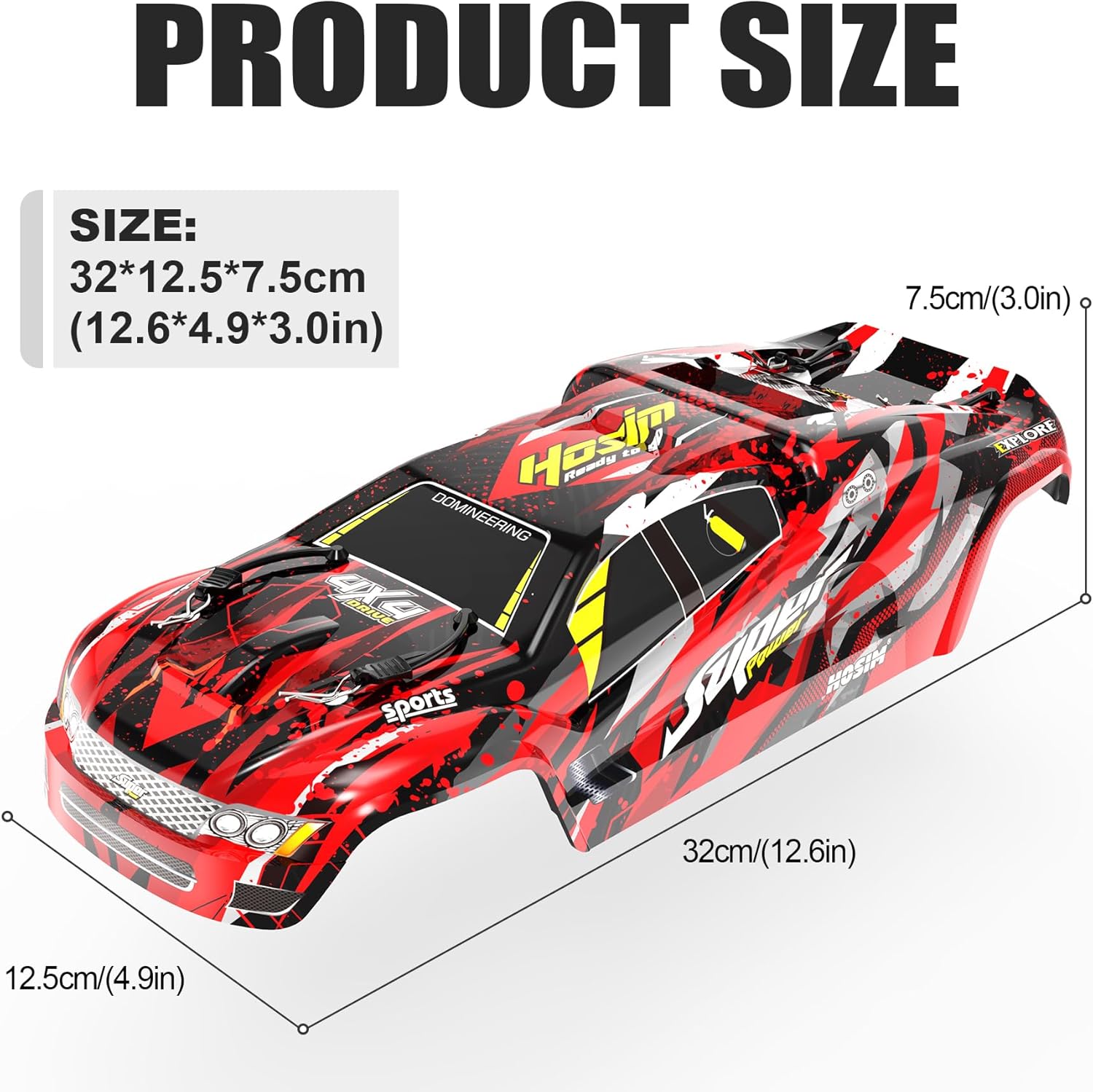 Hosim X07 RC Car Body Shell X07 X08 X07W RC Truck Replacement Parts X7-CK04 X07 RC Car Accessories（Red）