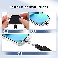 Vista 3 de CACOE Cordón para teléfono, 2 unidades, 1 correa ajustable para el cuello, 1 correa de muñeca, 2 almohadillas, cordón universal multifuncional