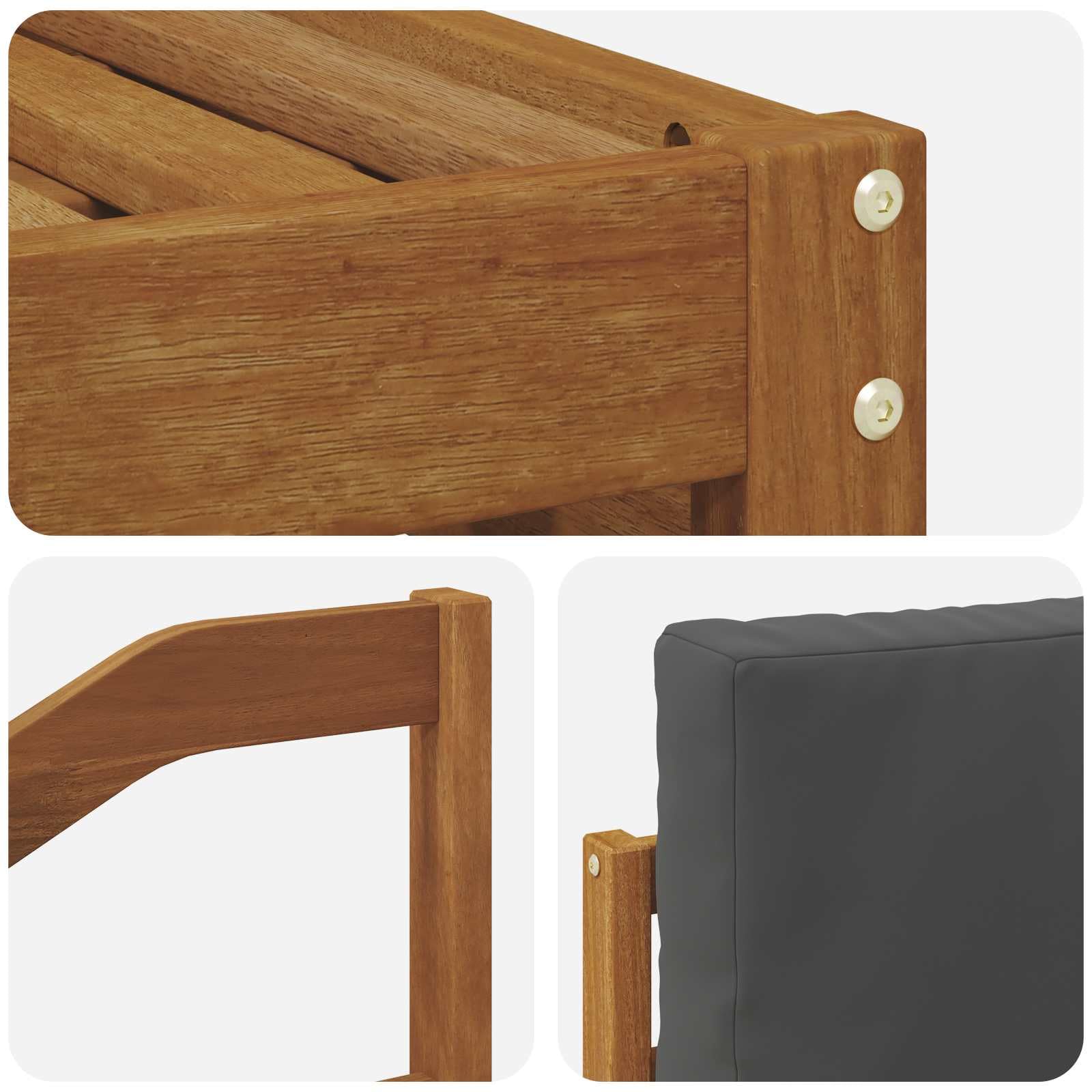 Juegos de sofás con cojín 8 pcs Madera de Acacia Natural y Antracita para terraza jardín salón Modular cómodo y Resistente diseño Funcional para hogar apartamento Oficina
