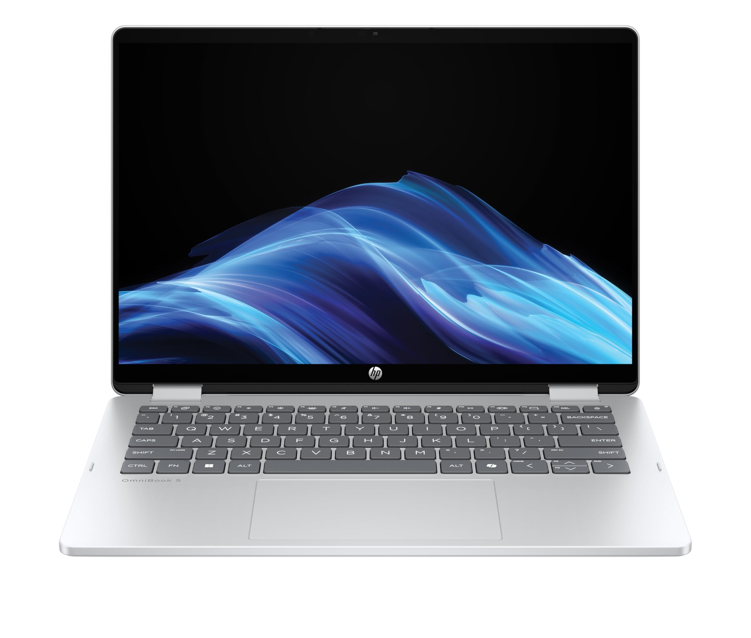 HP OmniBook 5 Flip 14-fp0254ng 2 in 1 Convertible Laptop, 14 Zoll 2K-Touchscreen, Intel Core i5-1334U, 16 GB RAM, 512 GB SSD, Windows 11 Home, Silber