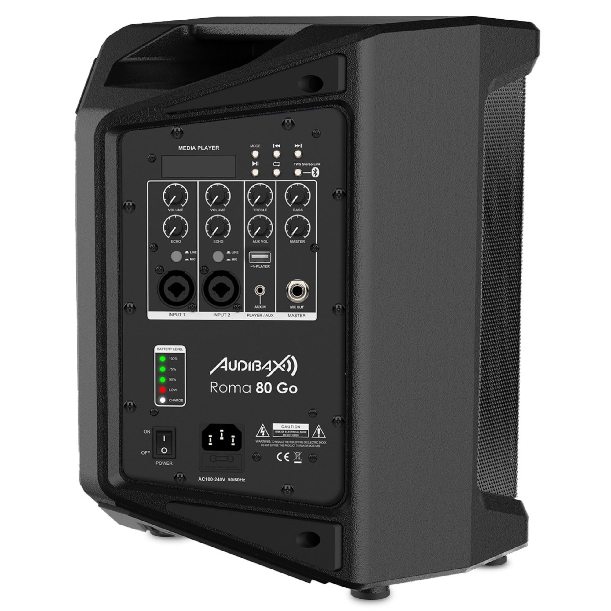 Audibax Roma 80 Go Sistema PA Portátil Bluetooth con Batería Recargable 6.5