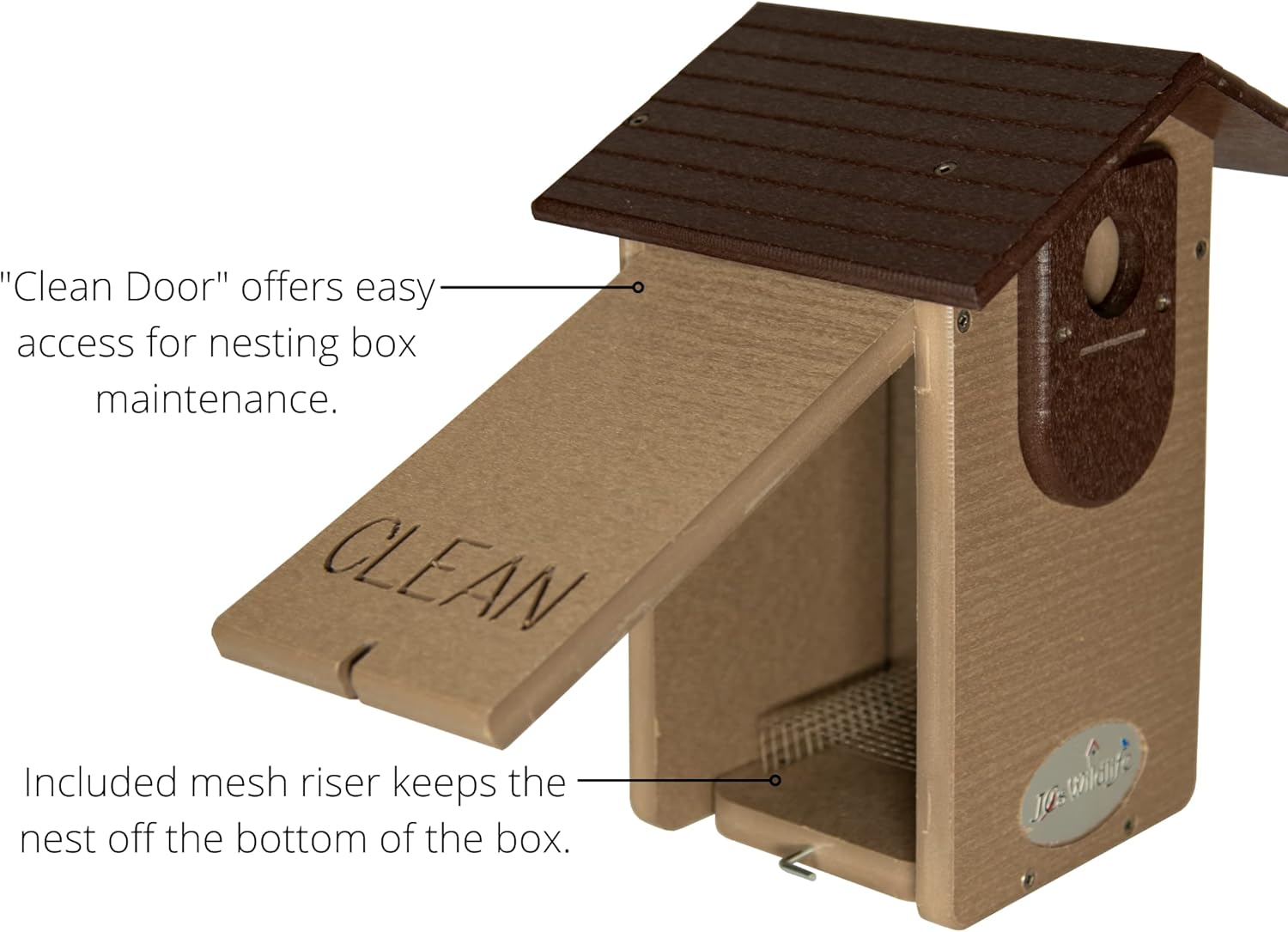 JCs Wildlife Ultimate Eastern and Western Bluebird House with Universal Mounting Pole Kit - Garden Birdhouse and Pole Combo (Brown and Brown)