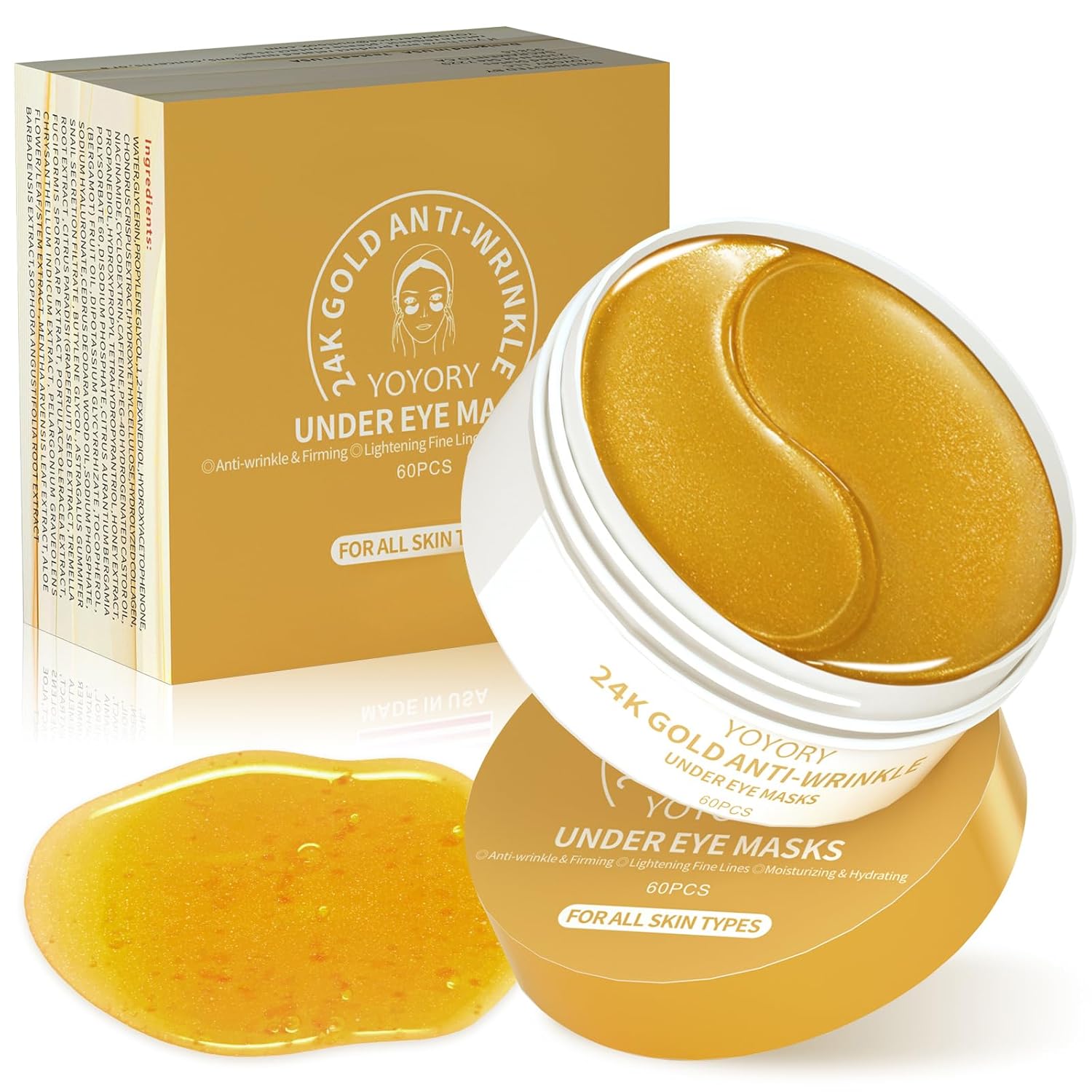 Under Eye Patches Masks - for Fine Lines with Collagen and Hyaluronic Acid, Dark Circles,and Fade Wrinkles, puffiness Smoothing Skin Care Treatment for Women and Men, (60 Pcs) Gray