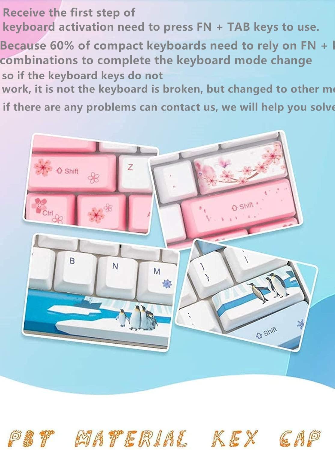 ZMX Cherry Blossom 61 Mechanical Keyboard,60%Compact Mechanical 61Keys 5.0Bluetooth/Type-C Wired Dual-Mode RGB Backlit Five-Sided Sublimation PBT Keycap Gaming Keyboard (Red Switch, Pink)