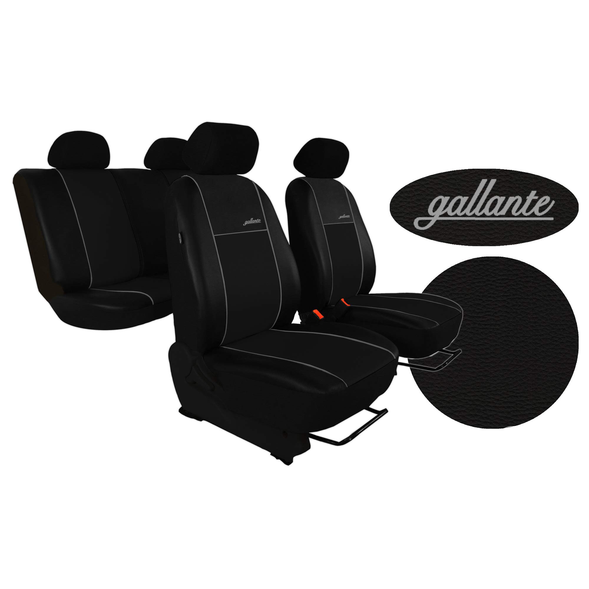 Cuero Artificial Negro 5-Silla Fundas de Asiento para el Coche Cubiertas de Auto Delantero y Trasero Accerios Interiores Protector