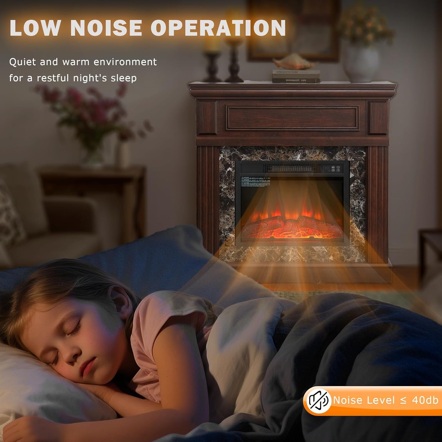 42 inch Electric Fireplace with Mantel, Portable Freestanding Wood Stove with Remote Control, 23'' Fireplace Insert Heater,1400W Realistic 3D Flame Stacked Stone Surround (42" W Dark Cherry)