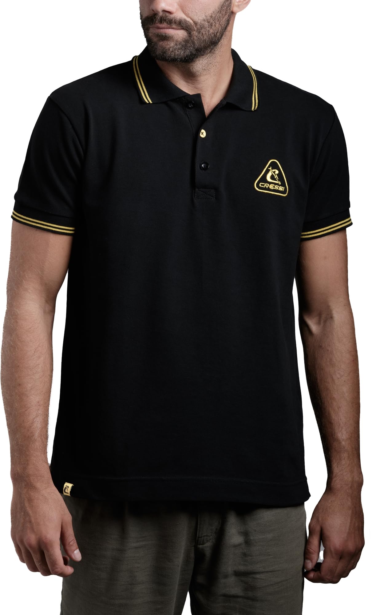 Cressi Męska koszulka polo, czarno-żółta, 3XL