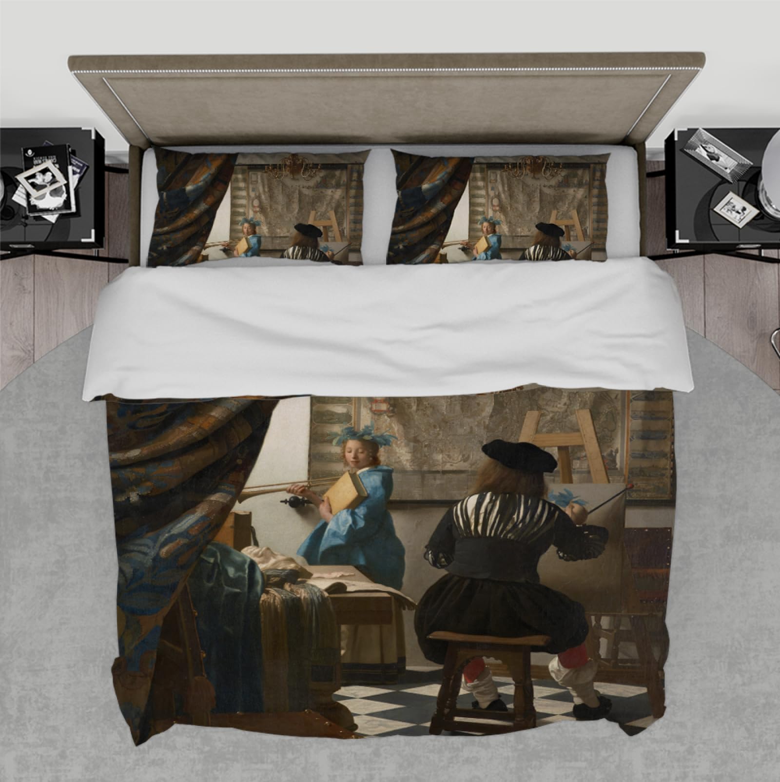 Rustic 3pc Bedding Set 1 Duvet Cover 2 Pillow Cases with Zipper Closure Johannes Vermeer Art Bedding Duvet Cover Sets Soft & Silky Double