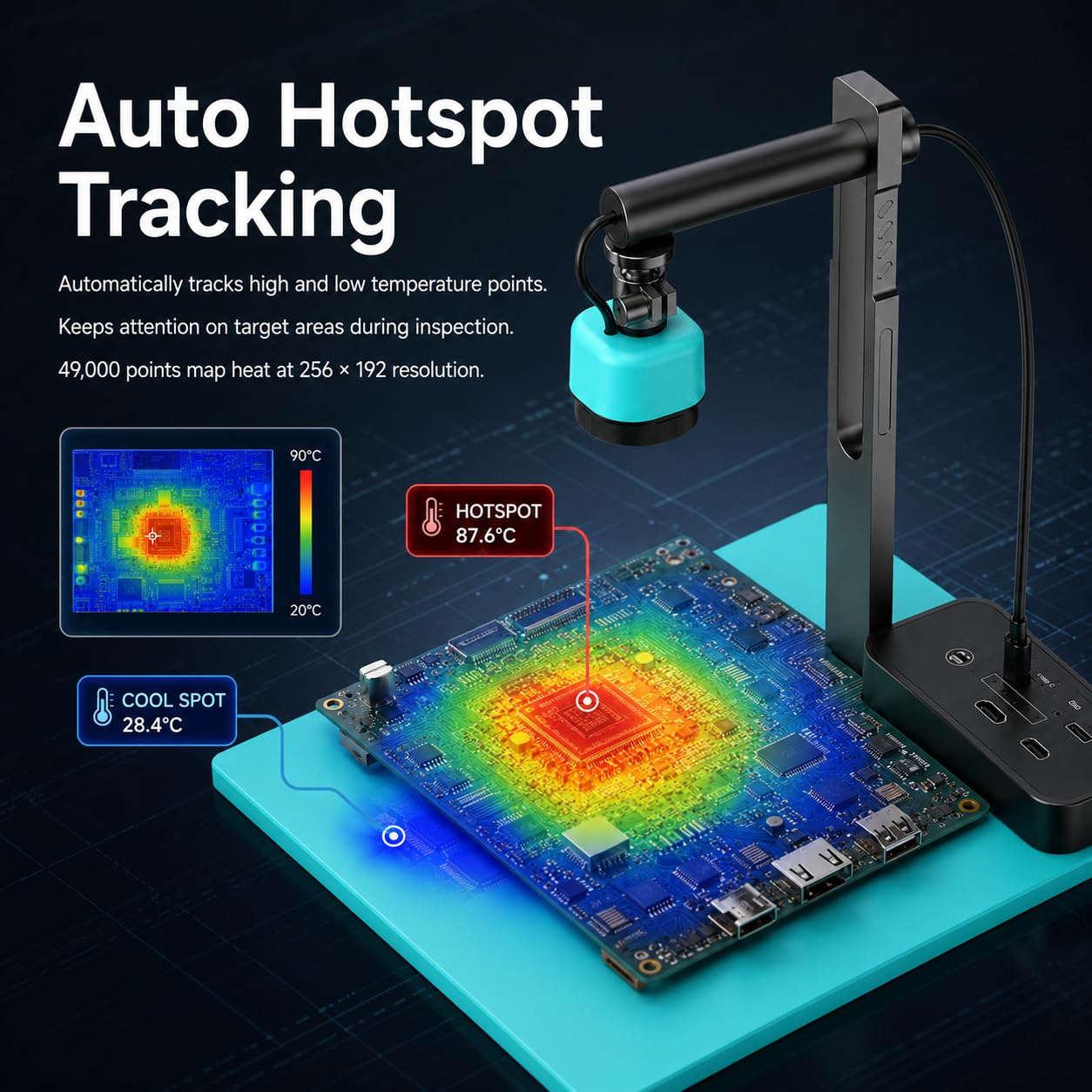Termocamera, 49.000 punti di misurazione, risoluzione 256 x 192