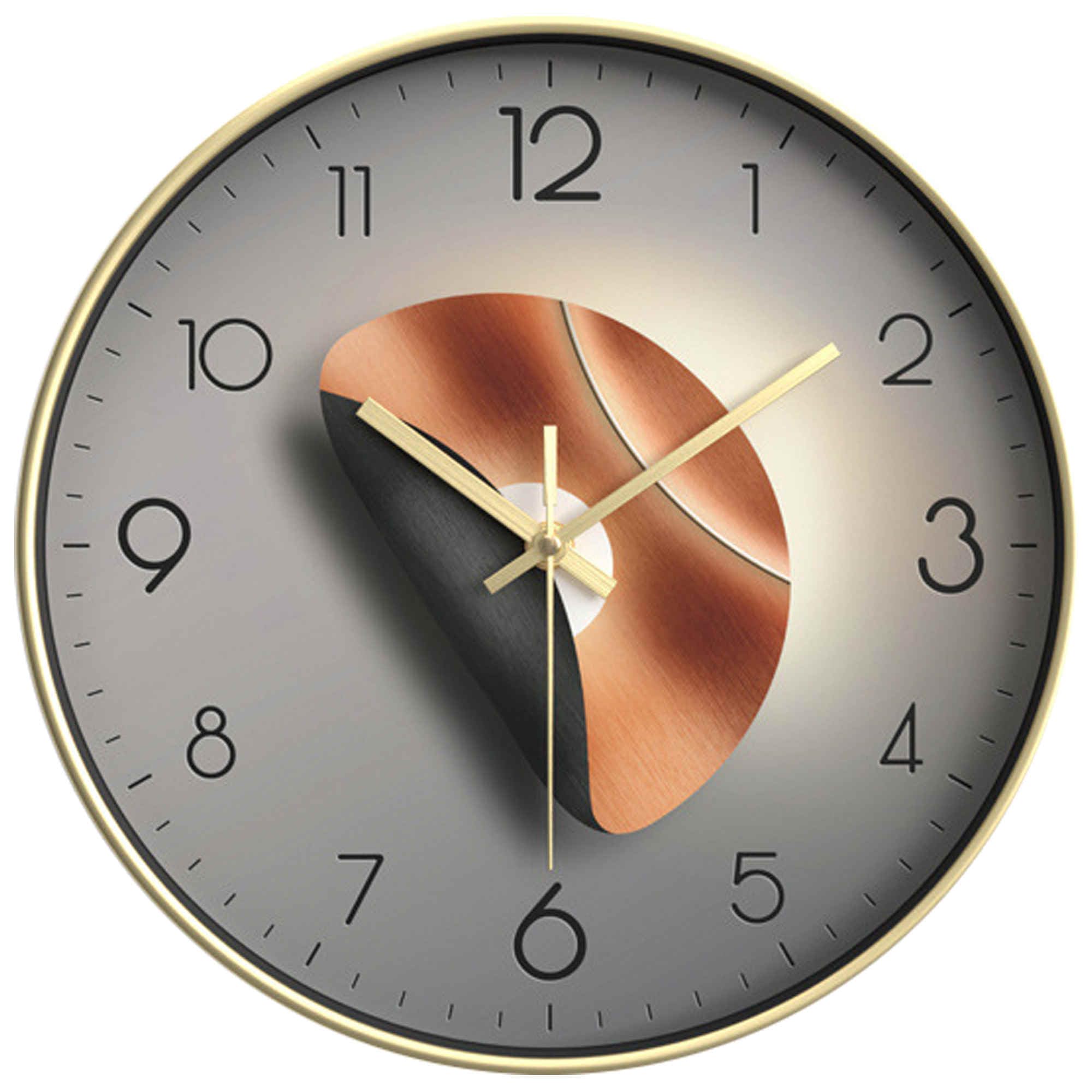 HMETOL Exquisite Patterns Wall Clock, Silent Non Ticking Battery Operated Modern Clocks for Home Gold-6 30 cm