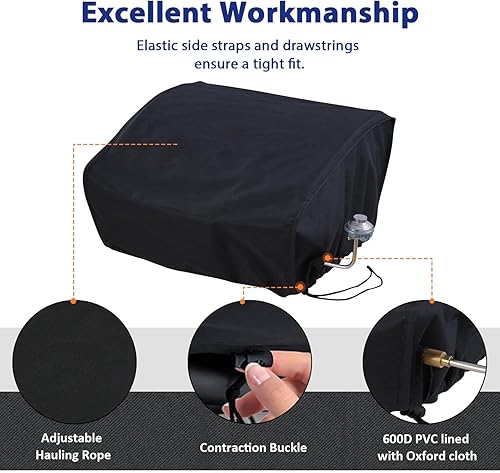 Miniatura 6 de Funda para parrilla Blackstone de 17 pulgadas 1971, 17 pulgadas sin campana, material mejorado 600D resistente al desgarro, cubierta de parrilla