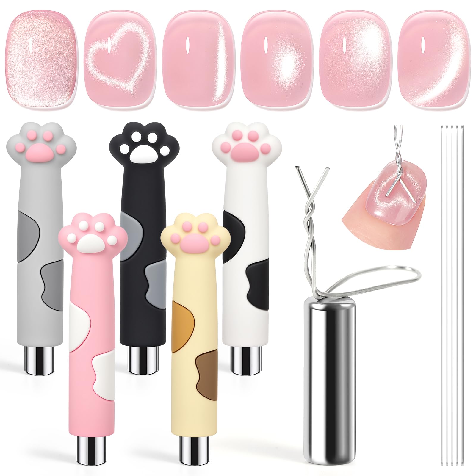 SAVILAND Essential Starkes Magnetisches Nagelmagnet Set: 6PCS Cat Eye Magnet für Nägel N35 Neodym Starker Magnets Nail Art Magnet für Cat Eye Gel Nagellack DIY Nageldesign Tools Cateye Nägel Zubehör