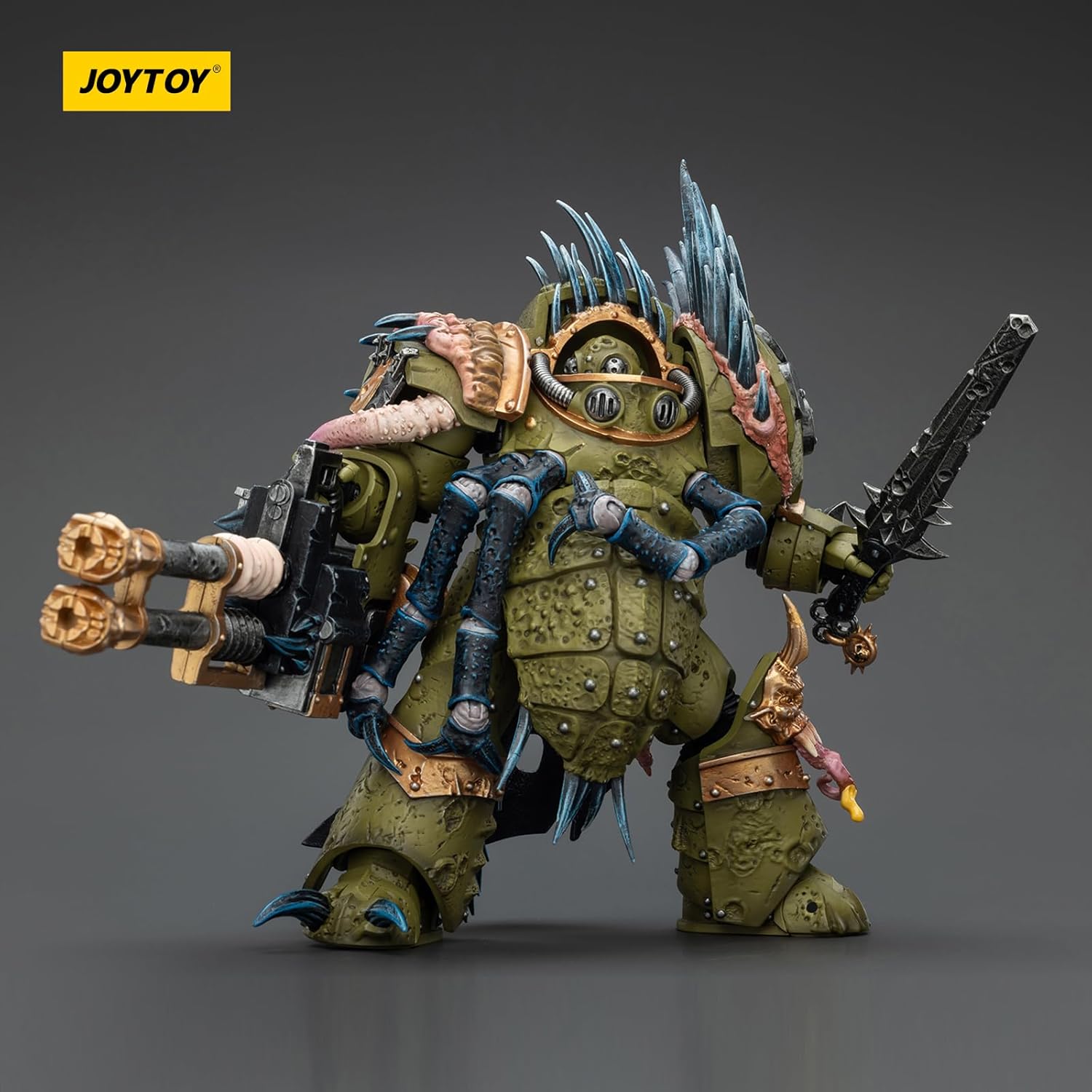 JOYTOY Warhammer 40k Death Guard Blightlord Terminator 1 with Reaper Autocannon and Bubotic Blades 1/18 Action Figure Collect and Display Model