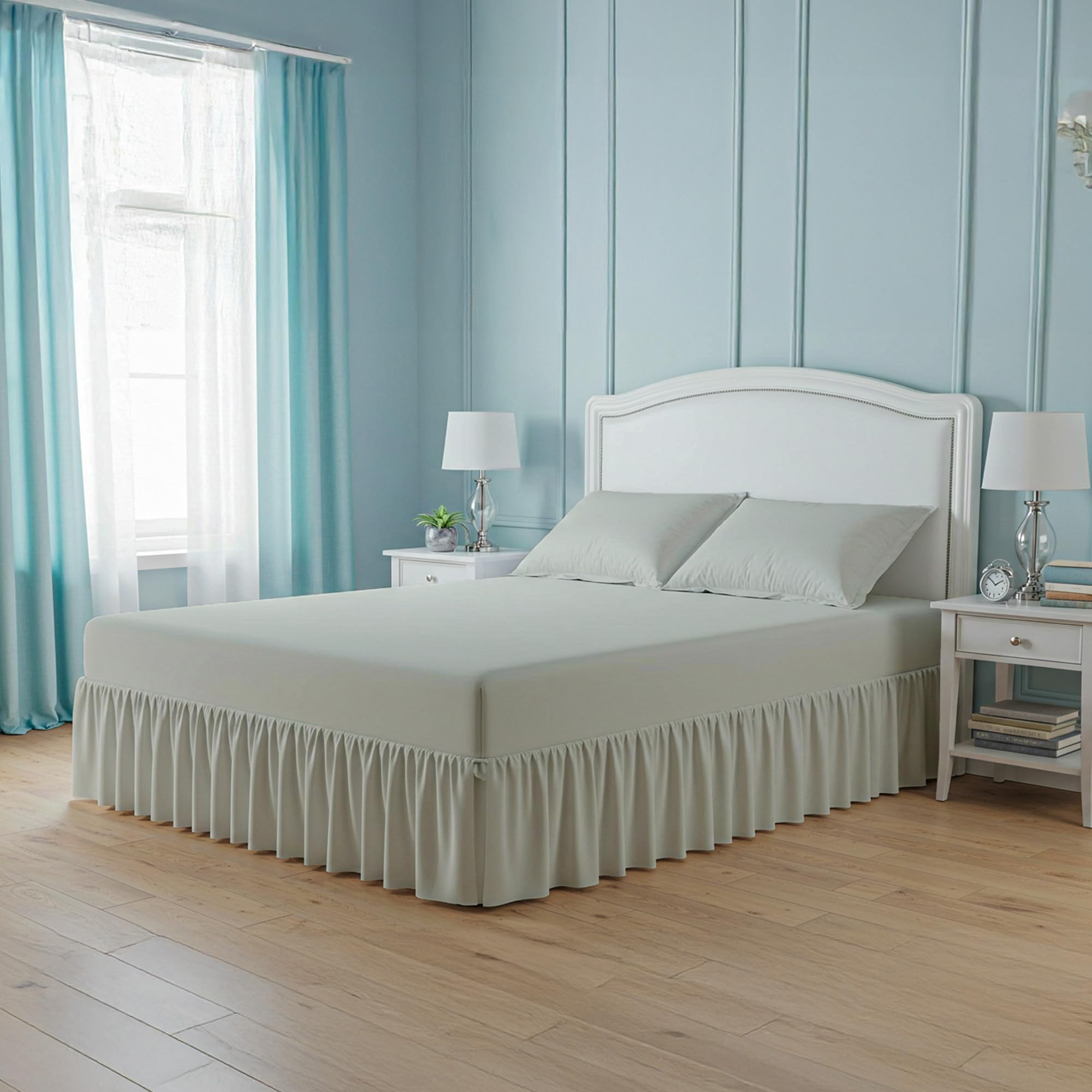 DANYDude Valance King Size Fitted Sheet 100% Egyptian Cotton 400 Thread Count Frill Bed Sheets King Super Soft Breathable & Luxury Deep Fitted Valance Sheets