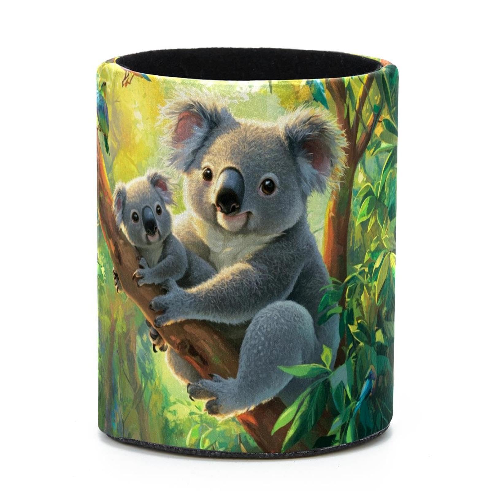 VAPOKF Round Pencil Holders for Desk, Koala Family Pen Holders Pen Pot Makeup Brushes Storage Desktop Stationery Supplies Organiser for Home Office