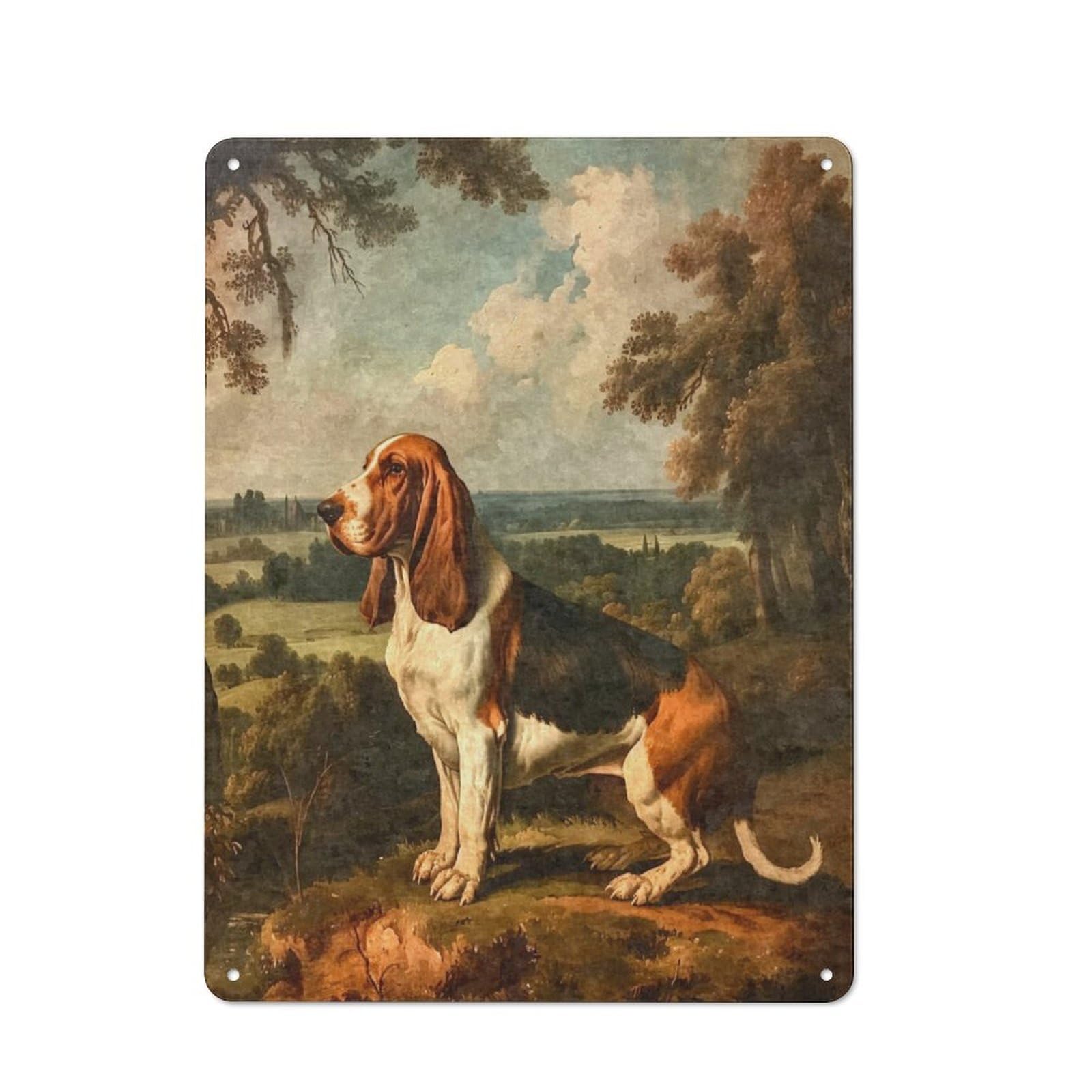 Junmoney Basset Hound Vintage Oil Metal Wall Sign 40X30cm, Retro Decor For Pub Or Café, For Vintage Wall Decor Fans, For Garage And Workshop Walls