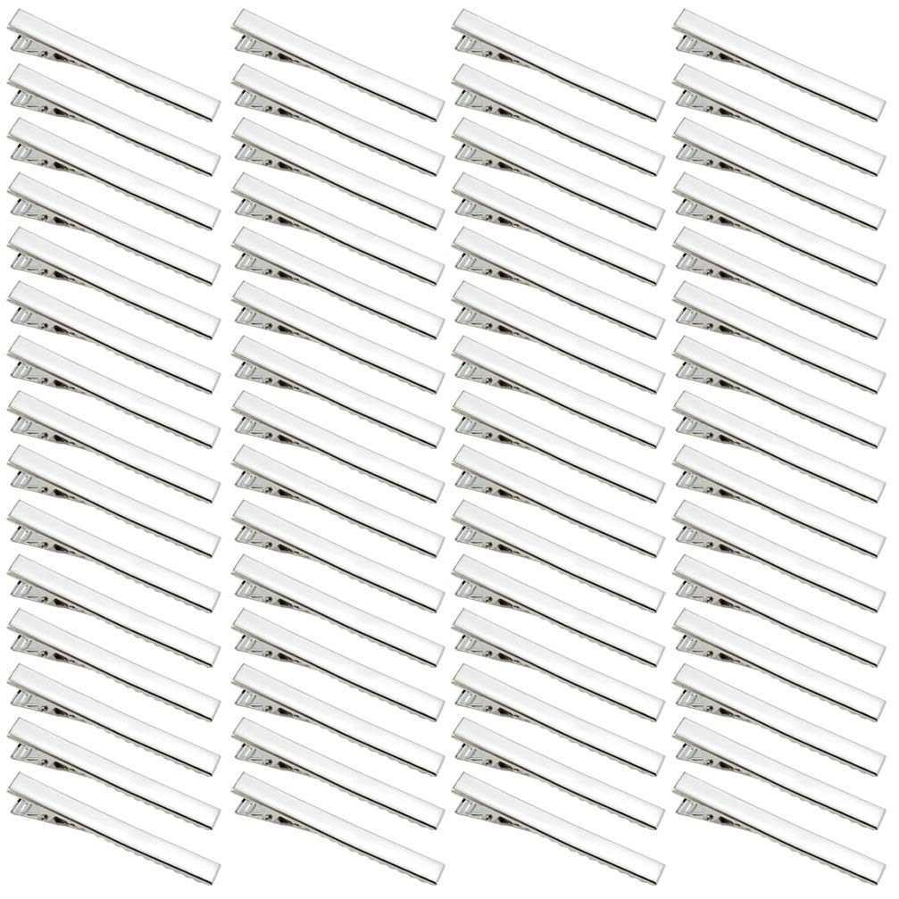 60 Pcs Alligator Curl Clips, Bantoye 2.56 Inch Flat Single Prong Clips Hair Accessories for Hair Styling, Hair Coloring, Silver