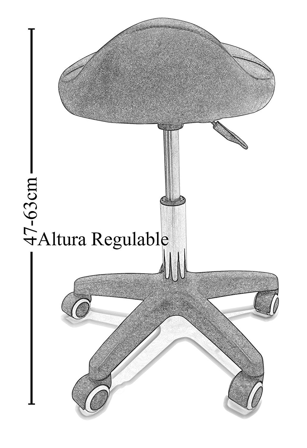 Taburete de Trabajo, Multiusos con Asiento de Material Cuero Sintético y Diseño Ergonómico, Altura Regulable, Giratorio 360º y Base Estable con 5 Rueditas, Color Negro