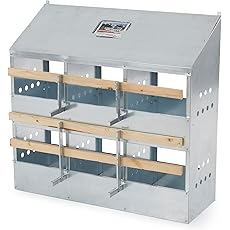 Brower 2-Tier 10-Hole Galvanized Steel Chicken Nesting Box, 50 to 60 Hen Capacity – Outdoor Poultry Laying Station with Hinged Folding Perches, Ventilated Design & Slanted Roof – Made in the USA