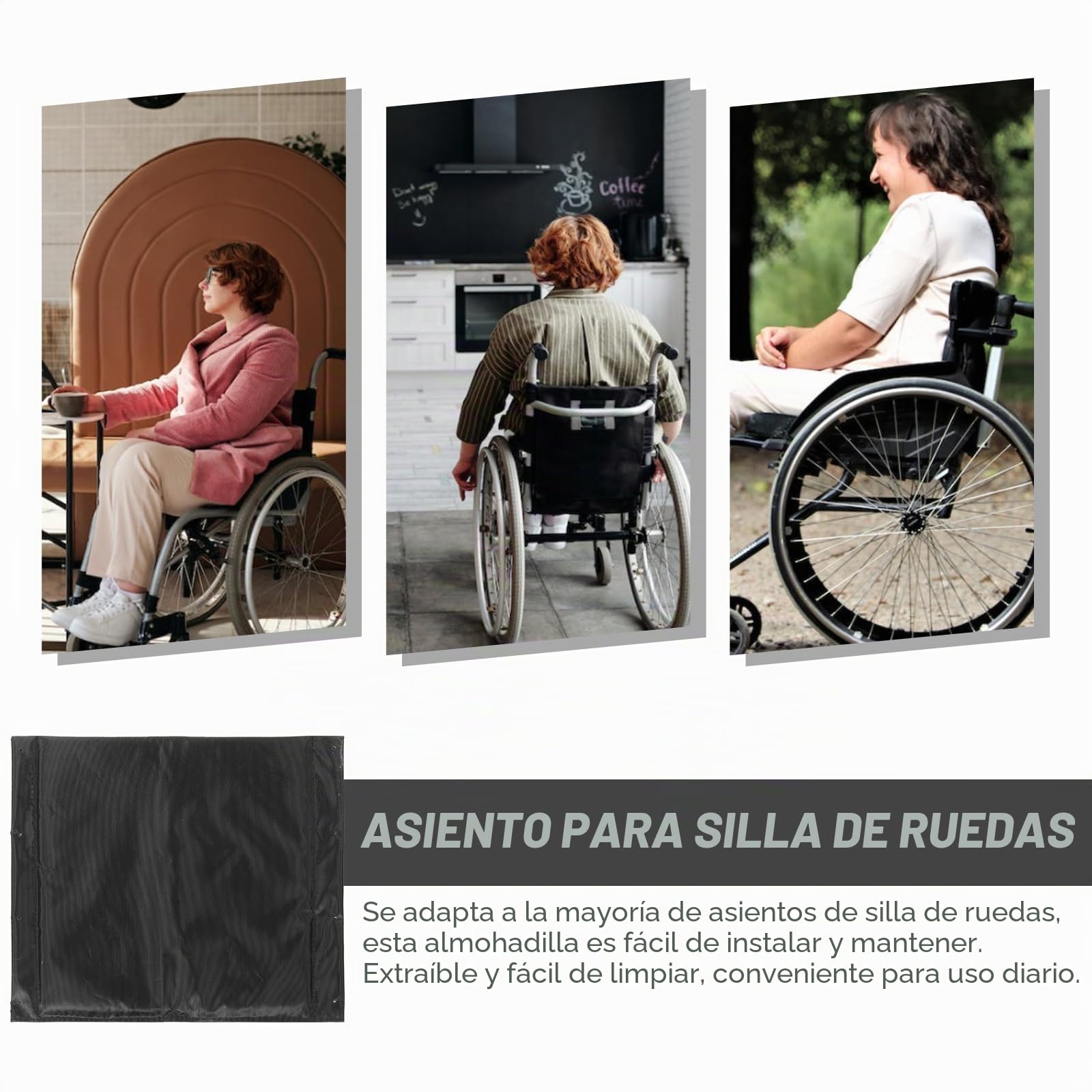 Healeved Cojín para Silla De Ruedas Transpirable De Espuma con Cubierta De Oxford Resistente 18X16 Pulgadas Almohadilla De Asiento Cómoda para Uso Diario Y Movilidad