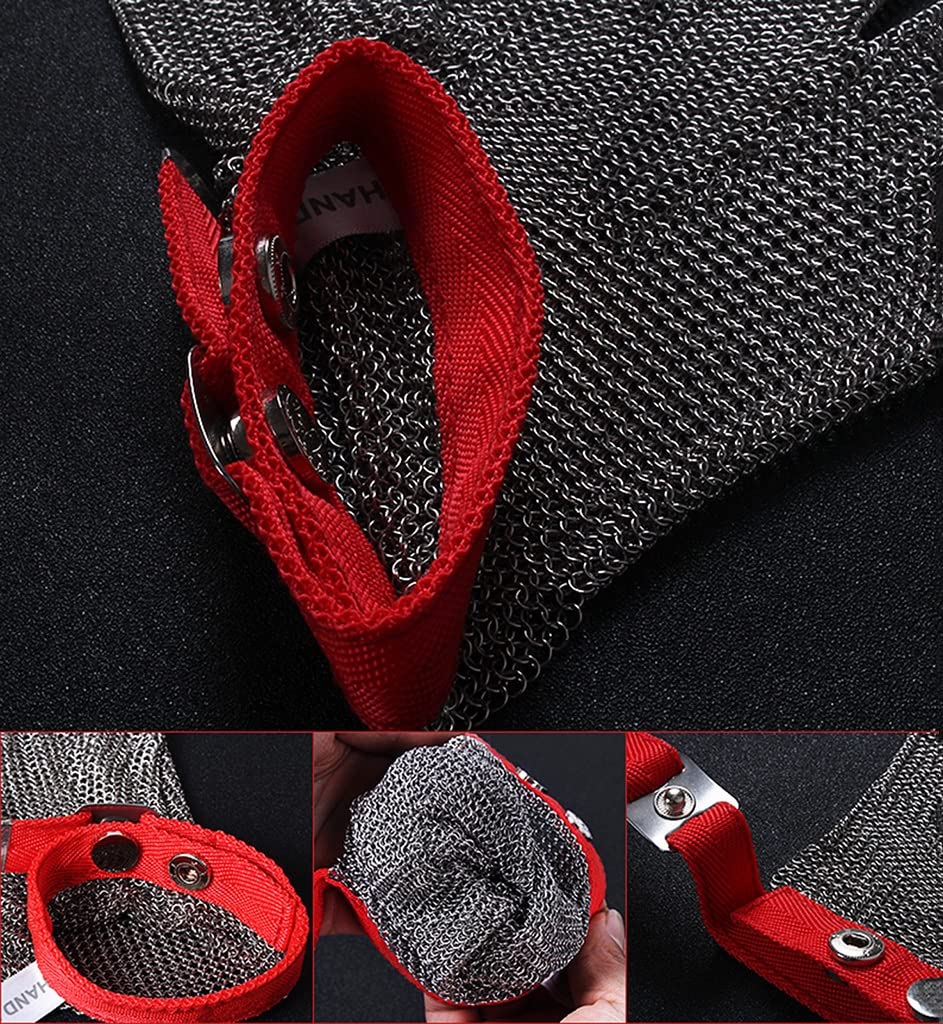 Guantes de Malla Resistente a la Malla de Metal Pesado, Guantes de Trabajo de Seguridad a Prueba de Agua y Resistente a los apuñalados (Size : 2pcs/L)