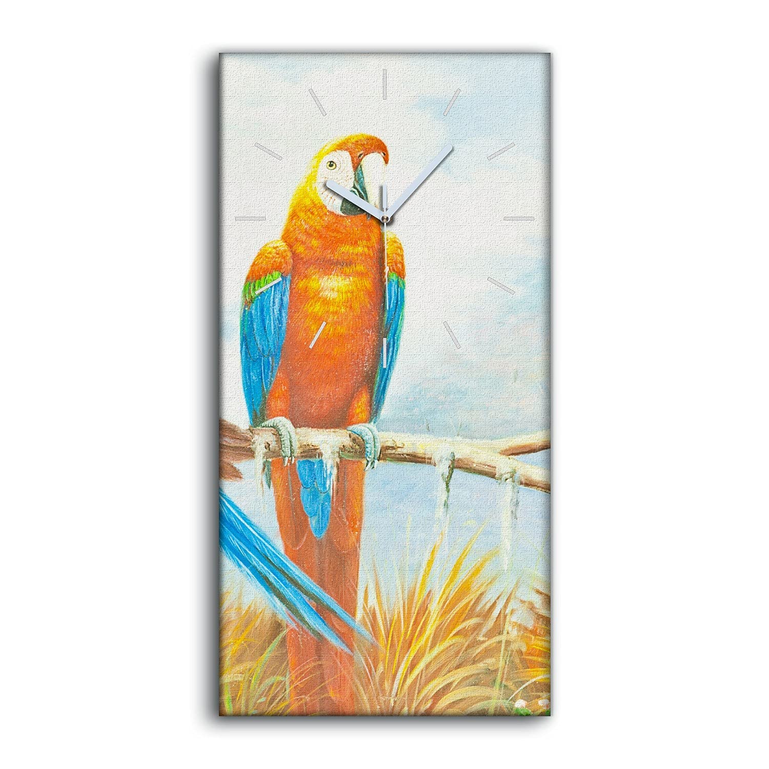 Horloge sur toile design perroquet 30x60cm à offrir pour une pendaison de crémaillère