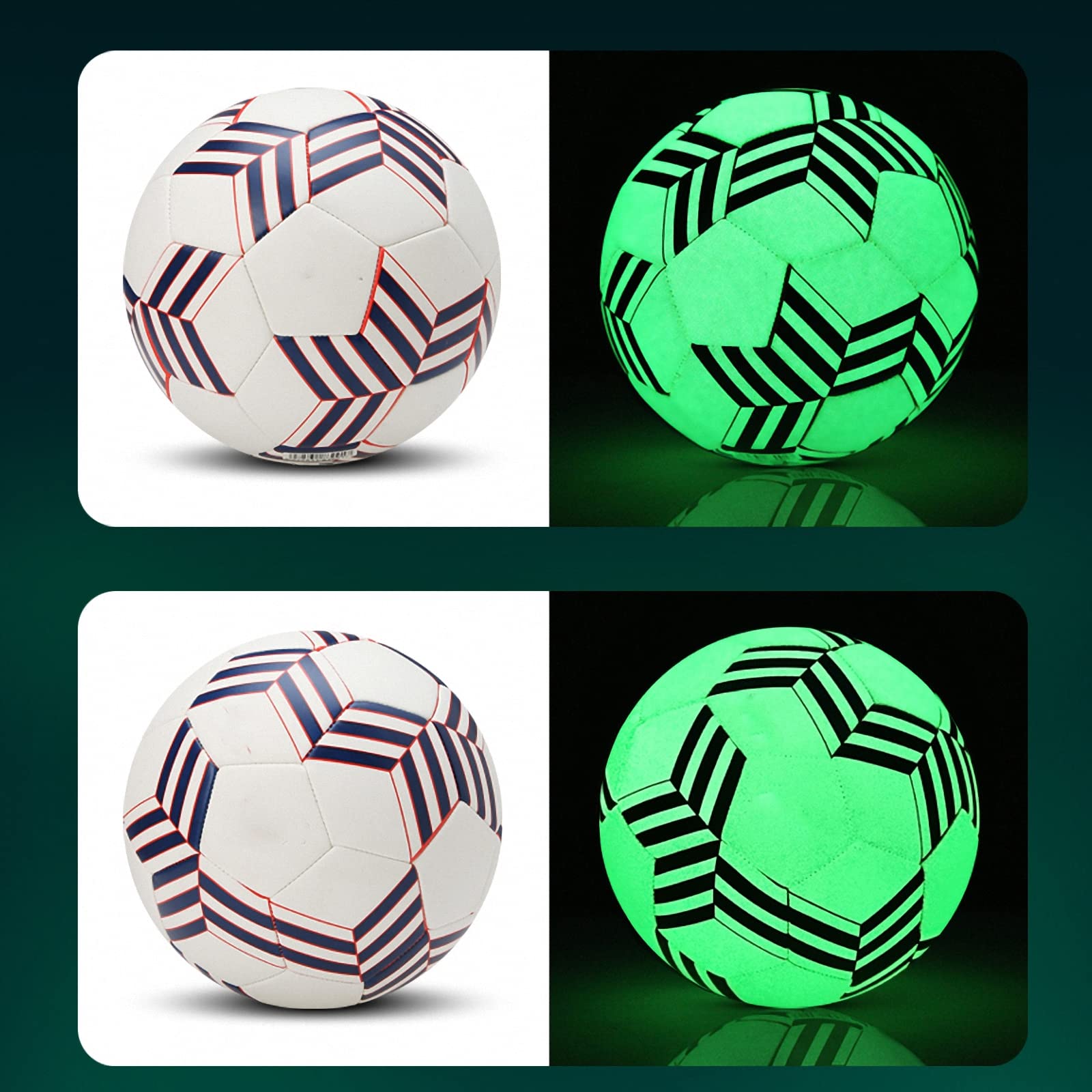 Kinder leuchtender fußball mit pumpe,größe 4/5 Dunkeln Bright fußbälle,verschleißfester Training Freizeit Football für schüler,Outdoor Indoor Glow in The Dark matchbälle,White,Number 4