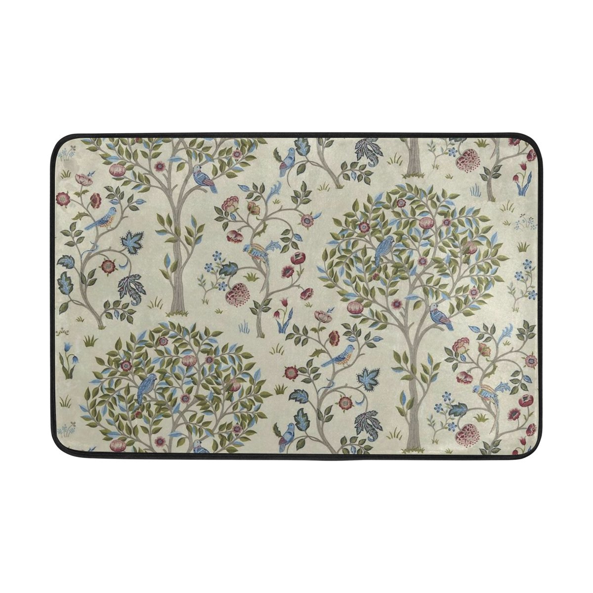 JSTELWilliam Morris Prints Doormat Indoor/Outdoor Washable Garden Office Door Mat,Kitchen Dining Living Hallway Bathroom Pet Entry Rugs with Non Slip Backing