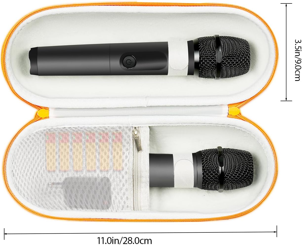 sarlar Case Compatible with JBL Wireless Two Microphone System, Up To 9“ x 3” will fit. Handheld Dual Mic Travel Bag for Singing or Karaoke for Receivers, Adapters, AA Batteries, Case Only. - Image 4
