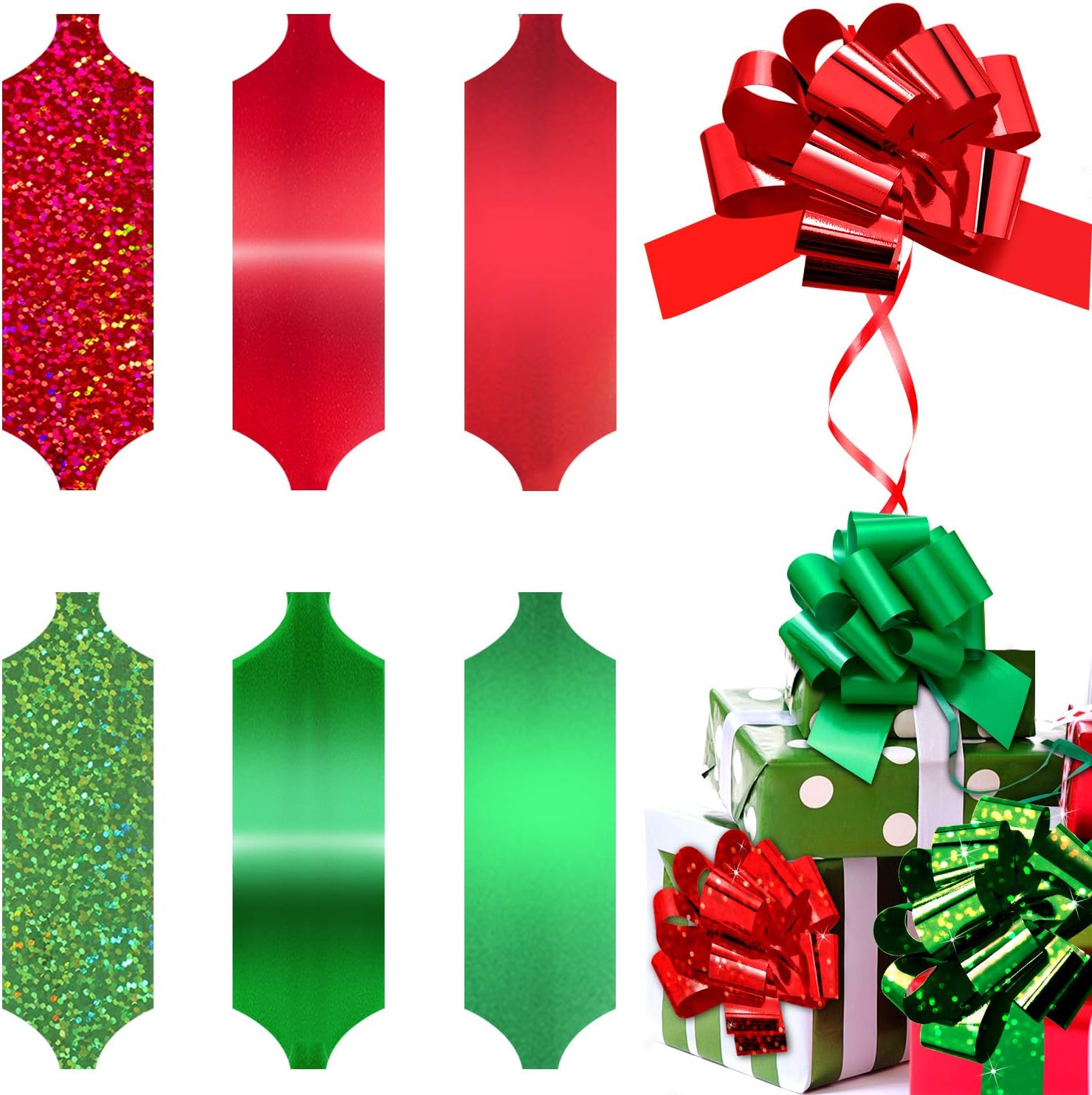 Syhood 48 Pcs Christmas Bows for Gift Wrapping 5 Inch Large Pull Bows Reusable Assorted Wrap Ribbon for Christmas Holiday Gift Wrapping Xmas Tree Wedding Party Decoration(Red, Green) - Image 3