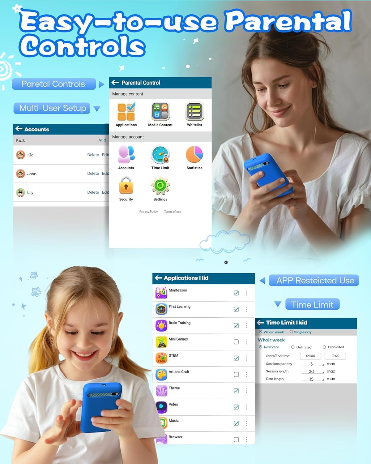 MOMILLA Kids Toys Smart Phone, 3.97" Touchscreen, Birthday Gifts for Kids, 16GB Toddler Learning Cell Phone with Games, Boys Girls Toys for Age 3 4 5 6 7 8 9 Year Old (Front Camera Only) - Image 7