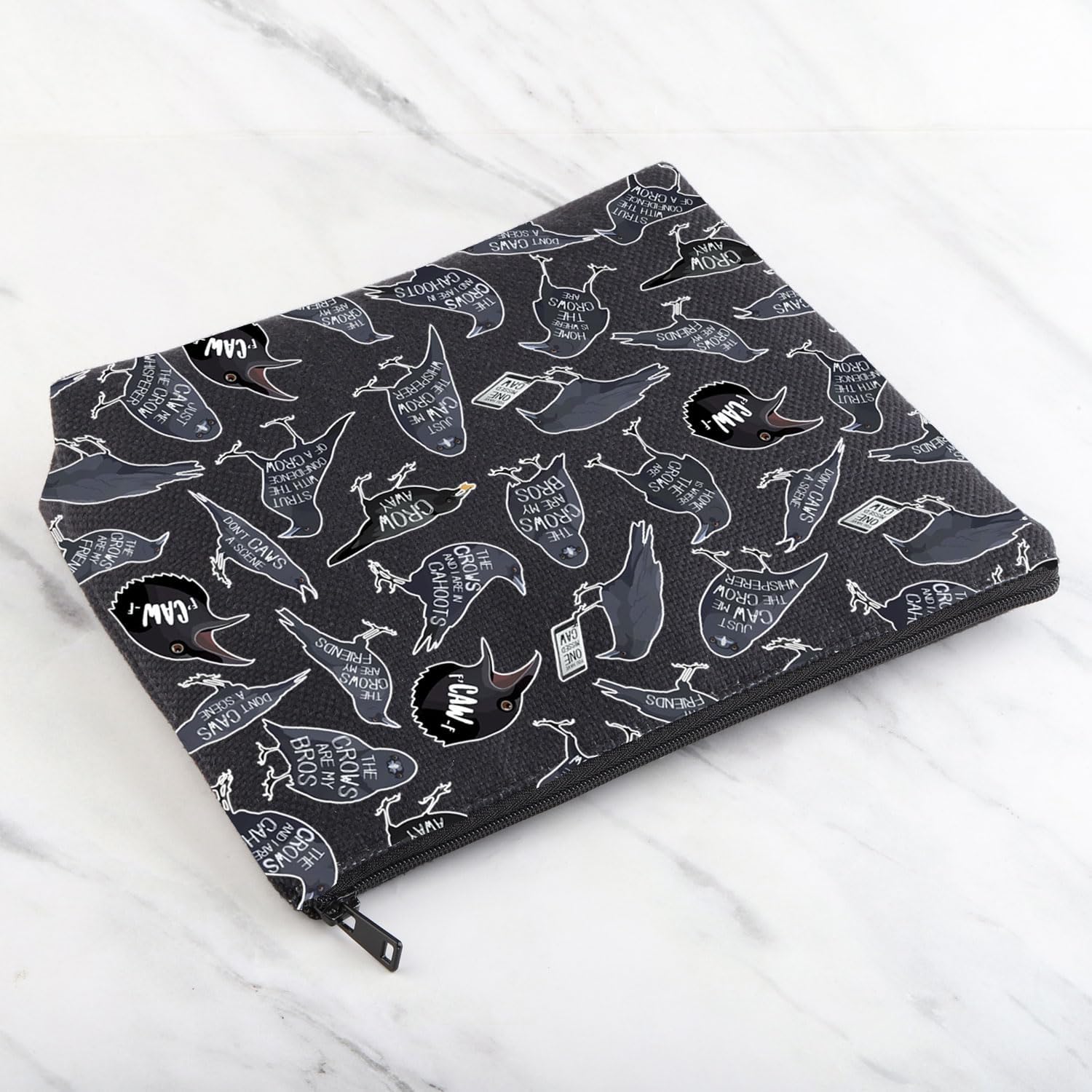 MNIGIU Funny Crow Friend Inspired Cosmetic Bag Crow Bird Lover Gift Black Crow Makeup Bag Birdwatching Gift (Crow Bird Black) - Image 4