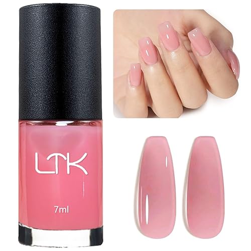 Clear Pink Nail Polish - Pink Nail Varnish Quick Dry - High Glossy Jelly Nail Polish Light Pink - Sheer nail polish Air Fast Dry - Natural & Vegan Nail Varnish Manicure Salon at Home - Jelly Pink