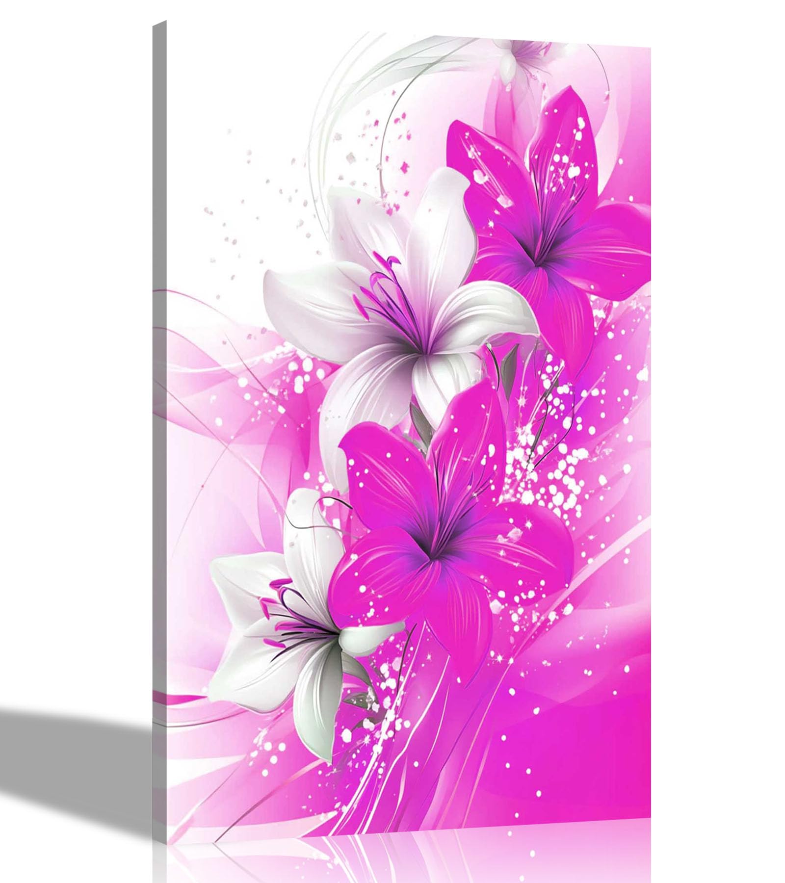 Artley Prints - Abstract Purple Lily Flowers Canvas Wall Art Pictures for Living Room Conservatory Hallway Ready to Hang Decoration 76 x 50cm (30 x 20 inches)