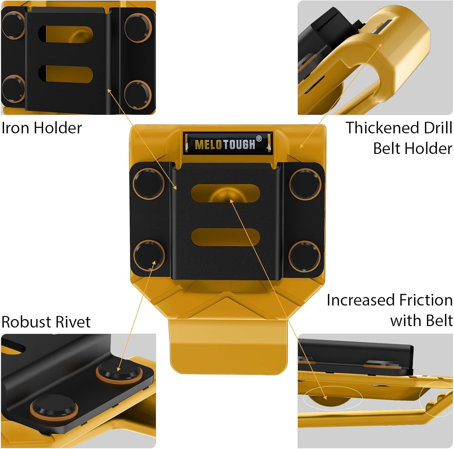 MELOTOUGH Drill Belt Clip,Drill Holder for Tool Belt,Measuring Tape Holder for Impact Driver,Tape Measure - Image 3