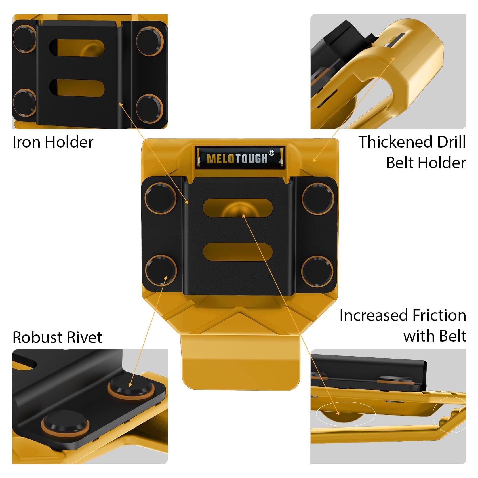 MELOTOUGH Drill Belt Clip,Drill Holder for Tool Belt,Measuring Tape Holder for Impact Driver,Tape Measure — Amazon image 3