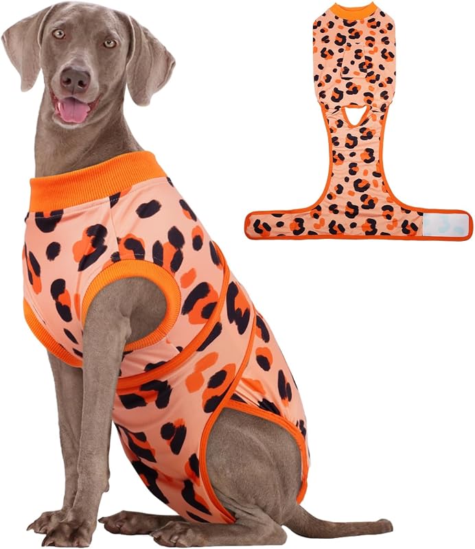 Macacão de Recuperação Pós-Cirúrgica para Cães Kuoser, Tecido Respirável, Tamanho XL, Orange