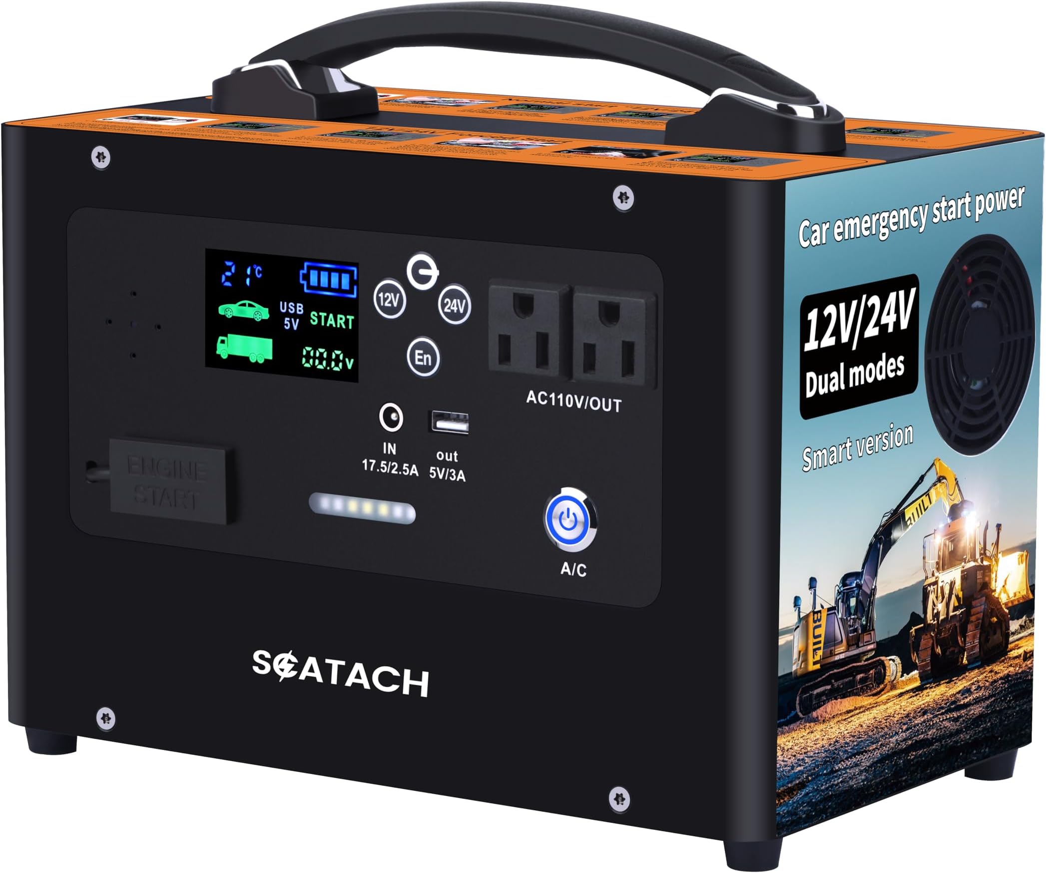 Scatach 10000A Jump Starter, 24V 400W Inverter Battery Jumper Starter Power Station for All Gas or Diesel Engines, 155Wh Heavy Duty Truck Jump Starters Portable Power Bank for Outdoors Camping Travel