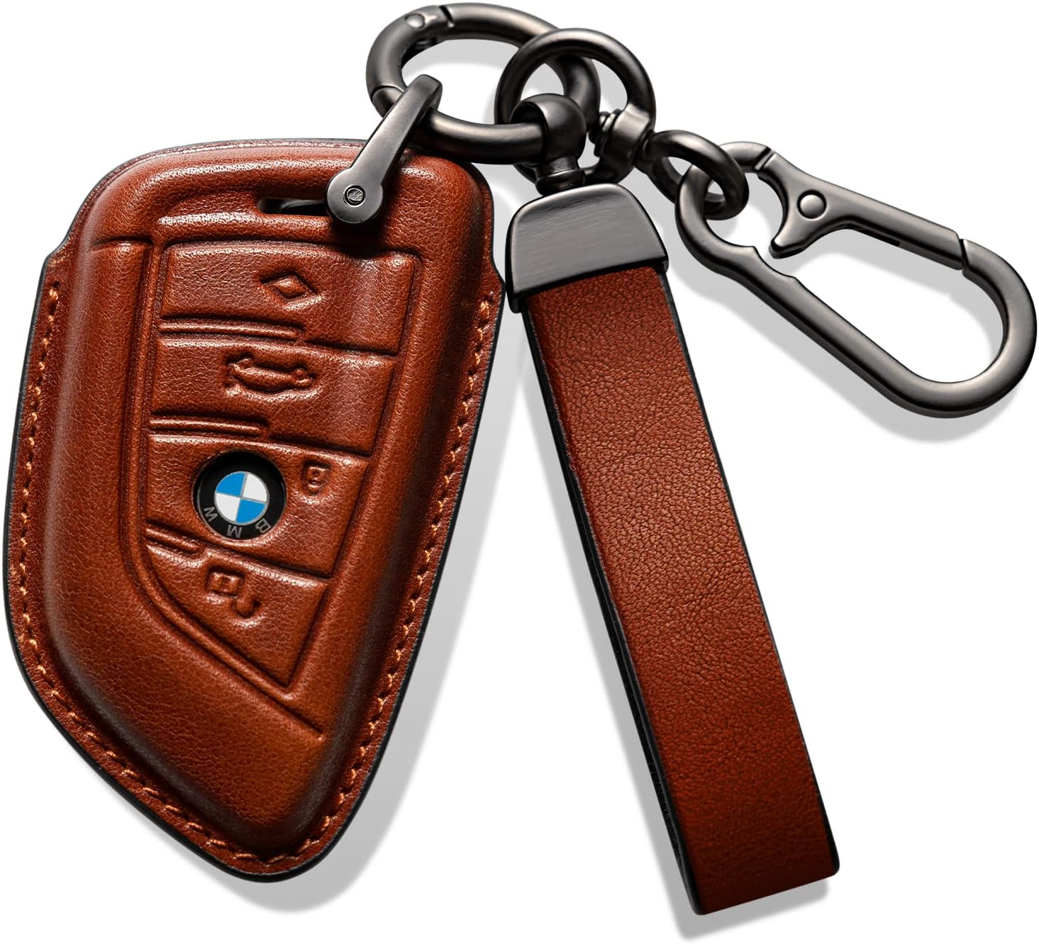 BMW Key Fob Cover Leather Case Lanyard Keychain Holder Key Fob Protector