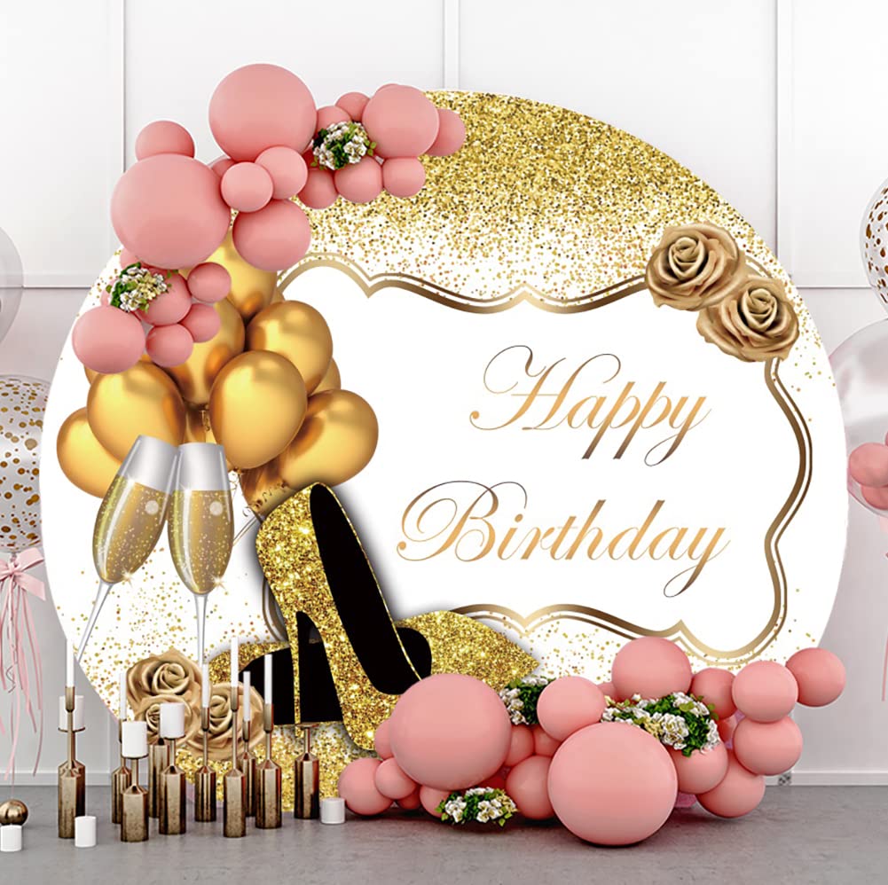 Yeele Fotohintergrund Eiffelturm Paris – 1,8 M Rund, Schwarz-gold Glitzernd, Polyester, Für Party & Fotoshooting