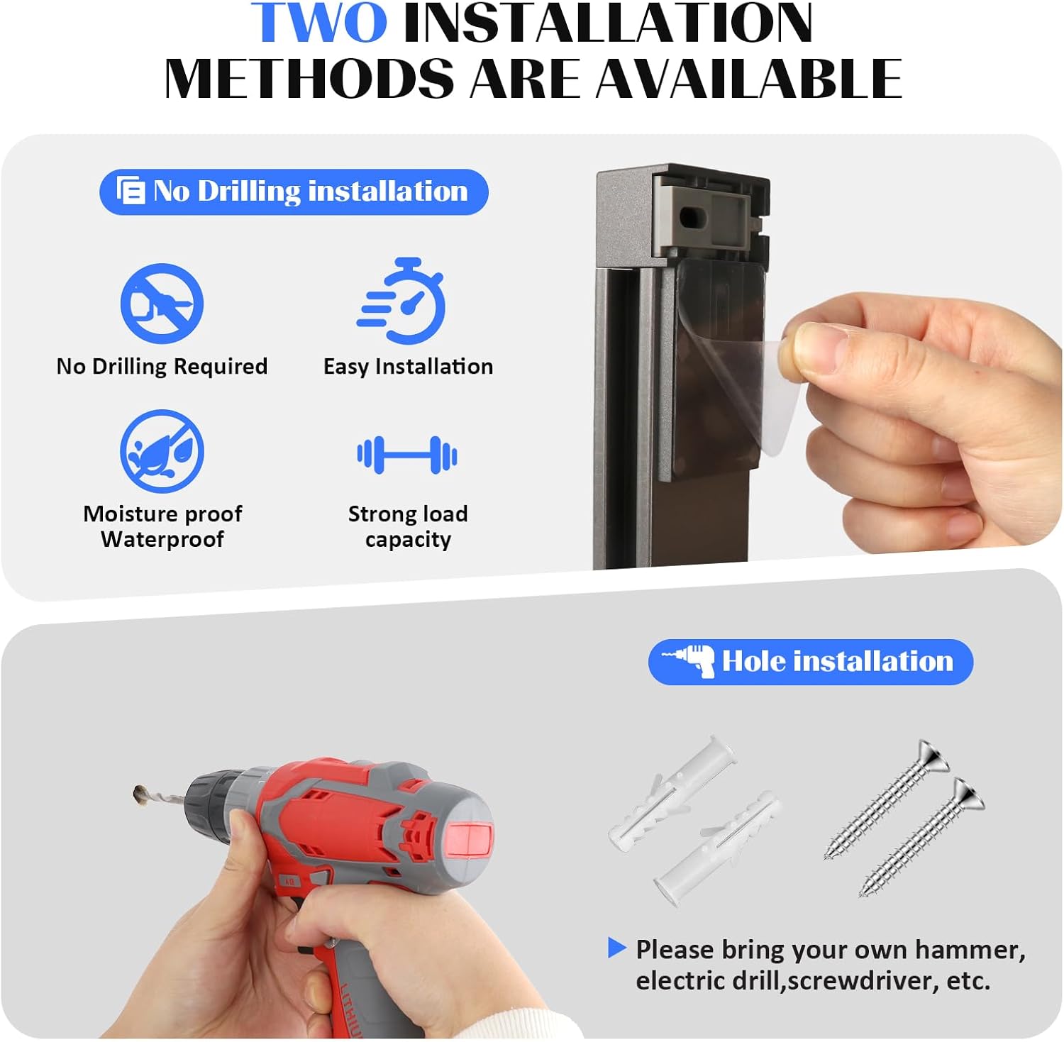 Shower Slide Bar with Height and Angle Adjustable Handheld Shower Head Holder |Strong Adhesive Disc Mount or Drilling Installation (Aluminum Alloy Material) (Gray) - Image 5