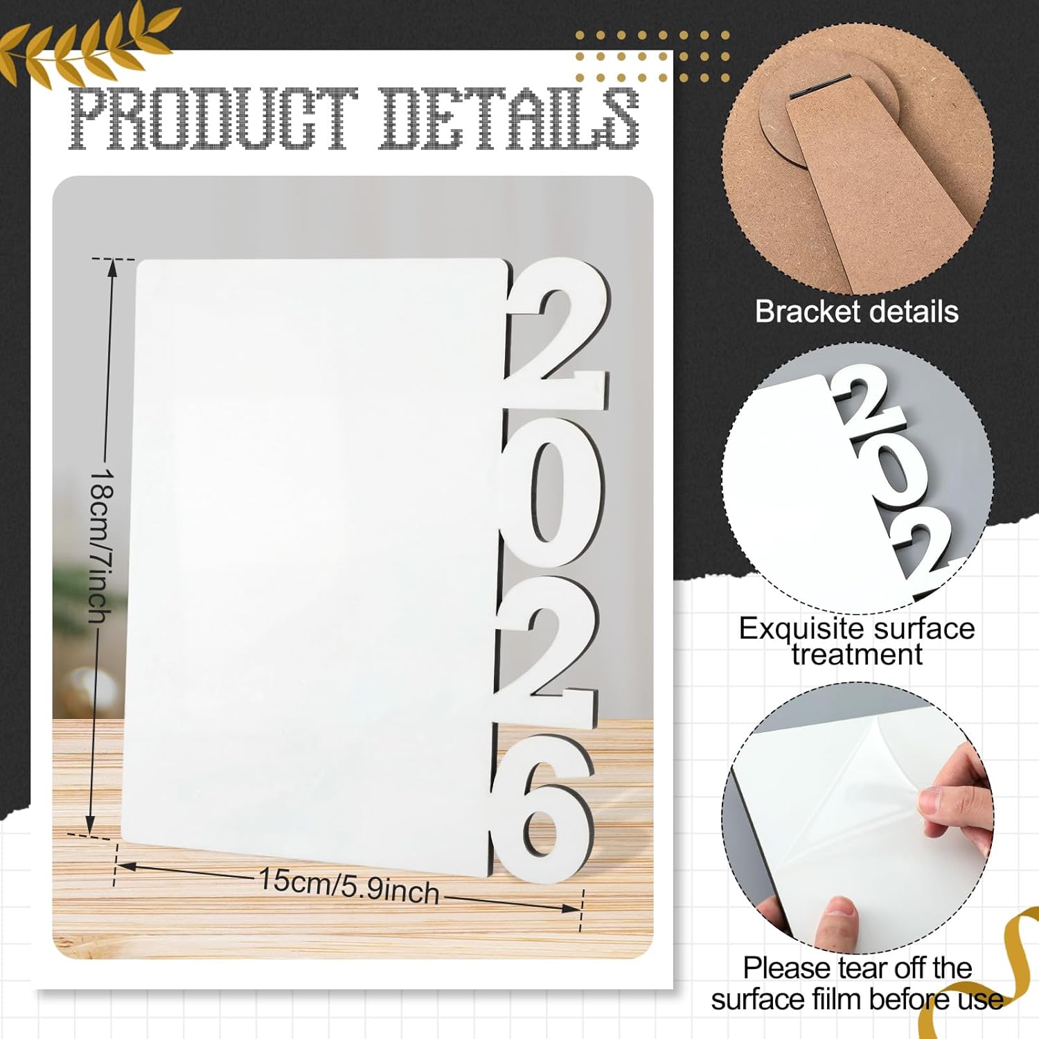 Geelin 6 Pcs 2026 Graduation Sublimation Blanks Photo Frame 7 x 5.9 Inch Picture Frame MDF Sublimation Blank for Graduation Souvenir DIY Personalized Picture Desktop Photo Sign Party Decorations