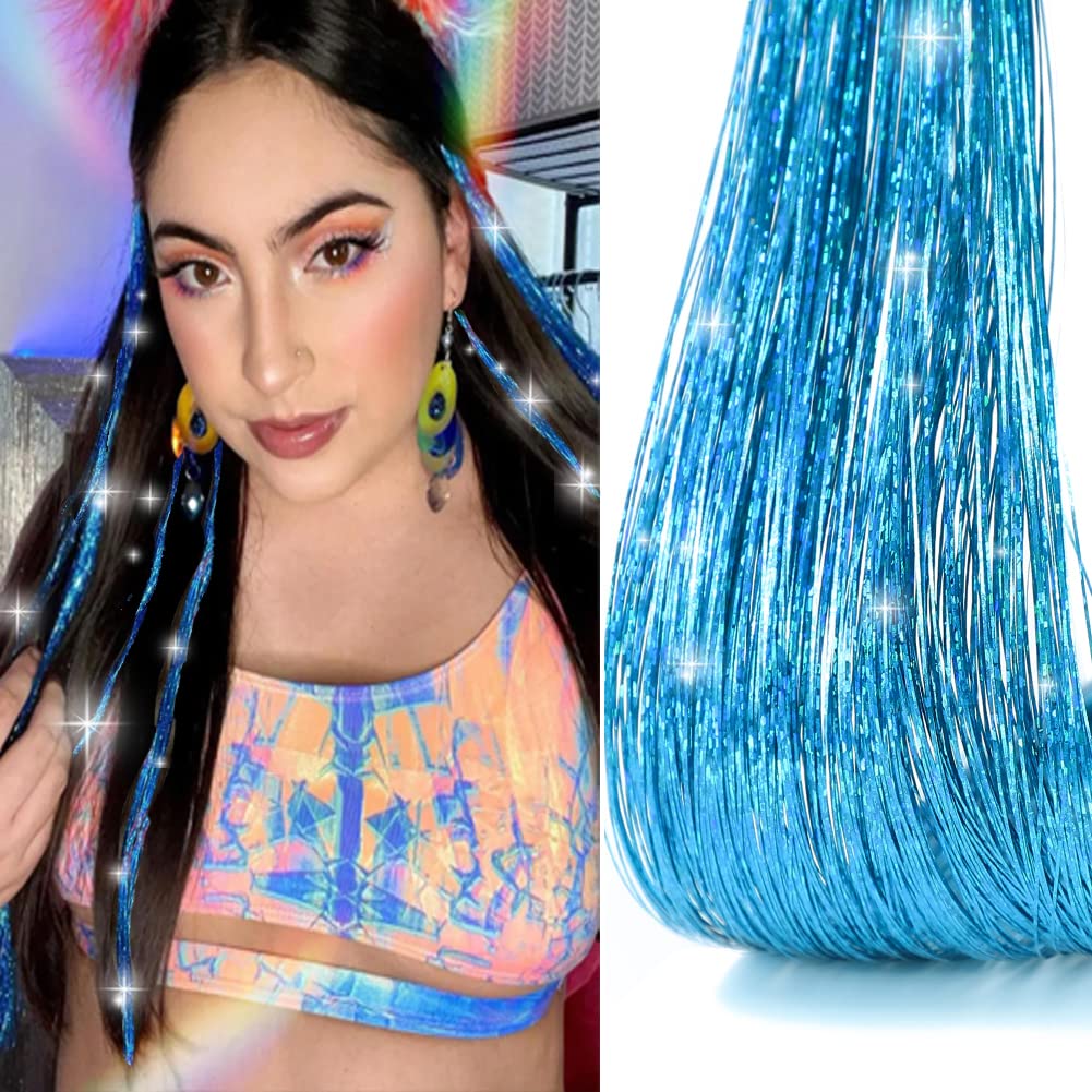 AIFIHIYI Hair Tinsel Kit with Tools Blue Tinsel Hair