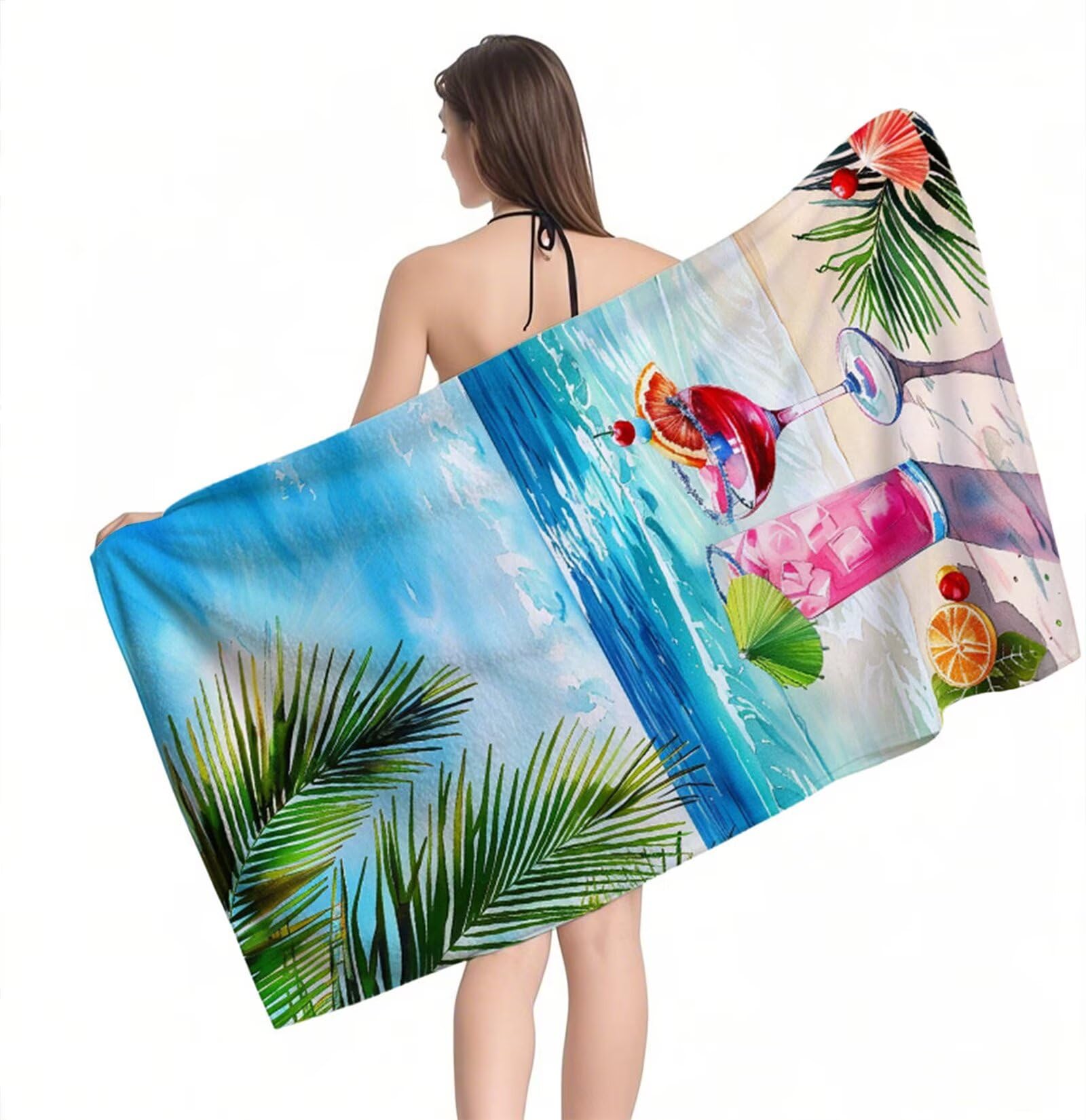Strandtuch Meeresgetränke Mikrofaser Handtuch Groß 220 x 100 cm,Saunahandtuch Schnell Trocknendes,Sandfreie Stranddecke,Saugfähiges Badetuch,Platzsparende Reisehandtuch,Strandurlaub Must Haves Y1-389