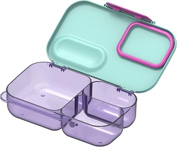 D cor 1.7L Lunch Box, Mint Bento Box with 3 Compartments