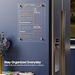 Clear Glass Weekly Dry Erase Calendar & Menu Non-Magnetic Whiteboard for Wall, Meal Plan & Grocery List White Board for Kitchen, 15x11, 7 Days Home Planner, 4 Wet Erase Markers Included, Yeoux